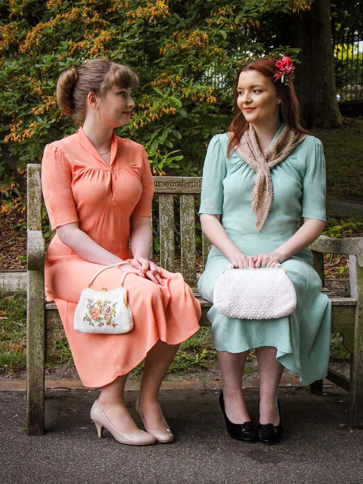 1940s Vintage Matinee Dress in Pan Stik Peach