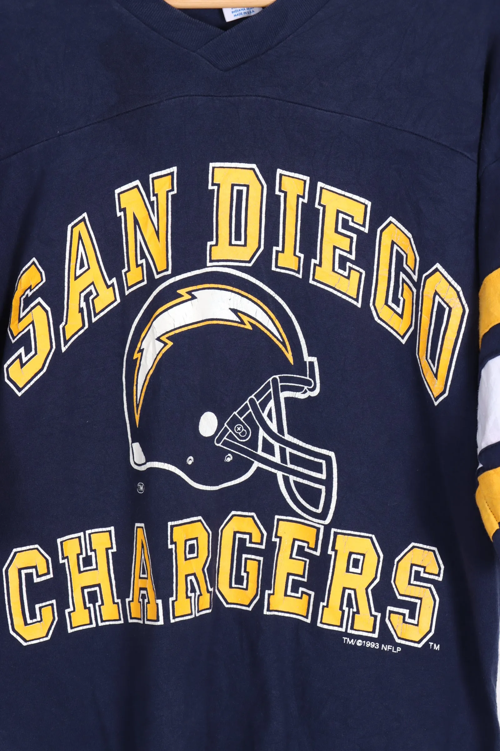 1993 Vintage San Diego Chargers NFL Football V-Neck T-Shirt - Men’s XL Classic Retro Tee