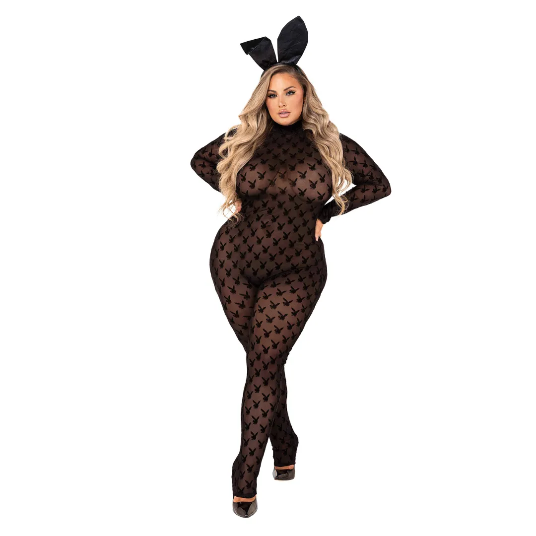 2 Piece Sheer Playboy Bunny Bodysuit