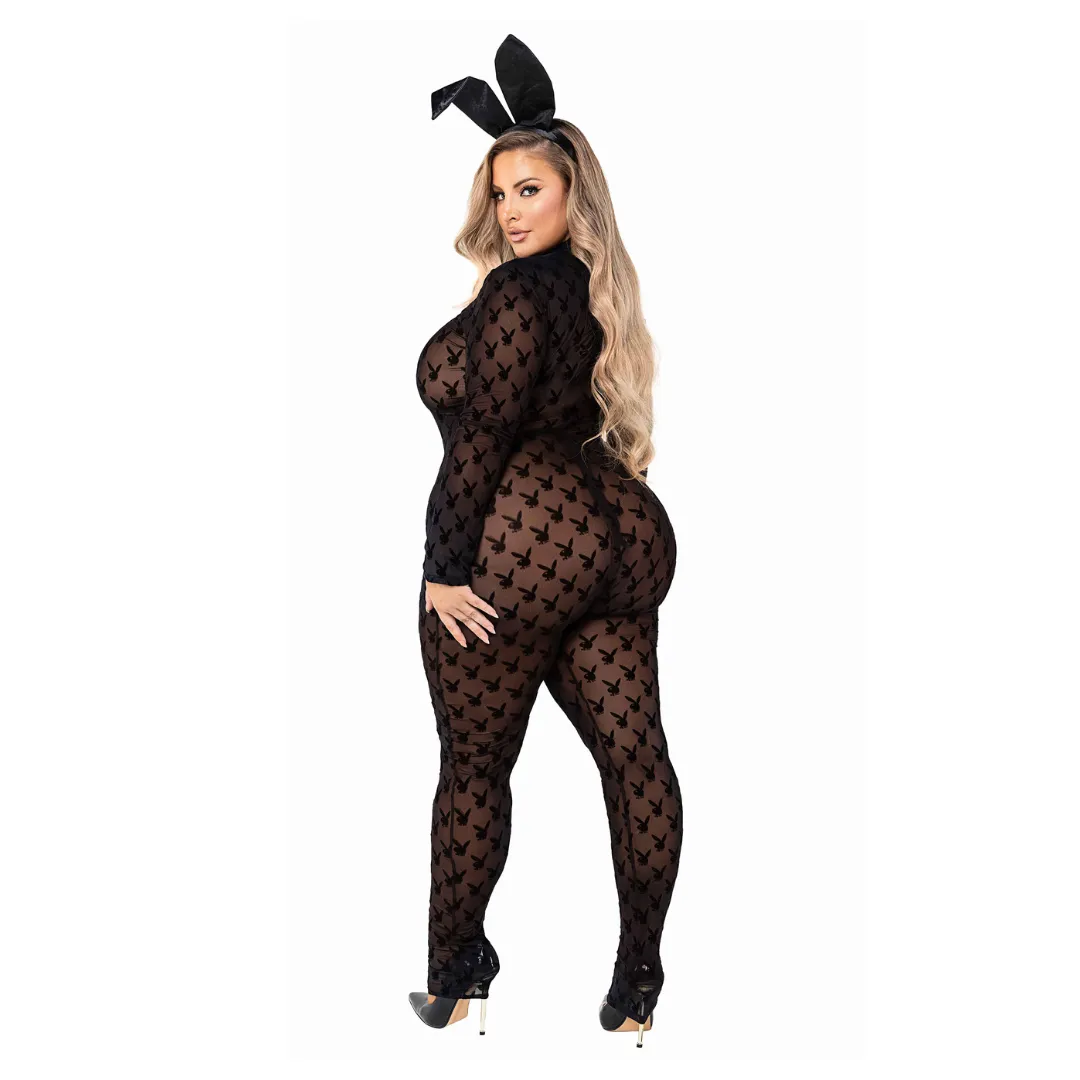 2 Piece Sheer Playboy Bunny Bodysuit