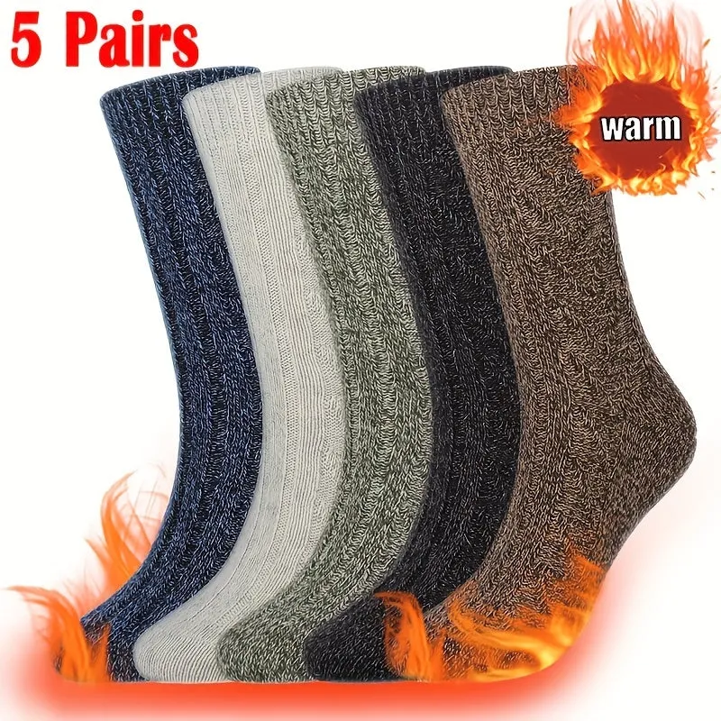 5 Pairs of Preferred Woolen Socks - Soft and Comfortable, Keep Warm, Stylish and Beautiful - Perfect for Christmas Gifts - Woolen Socks for Men and Women - Winter Warmth - Machine Washable - Knit Fabric - Wool, Cotton, Polyester Blend