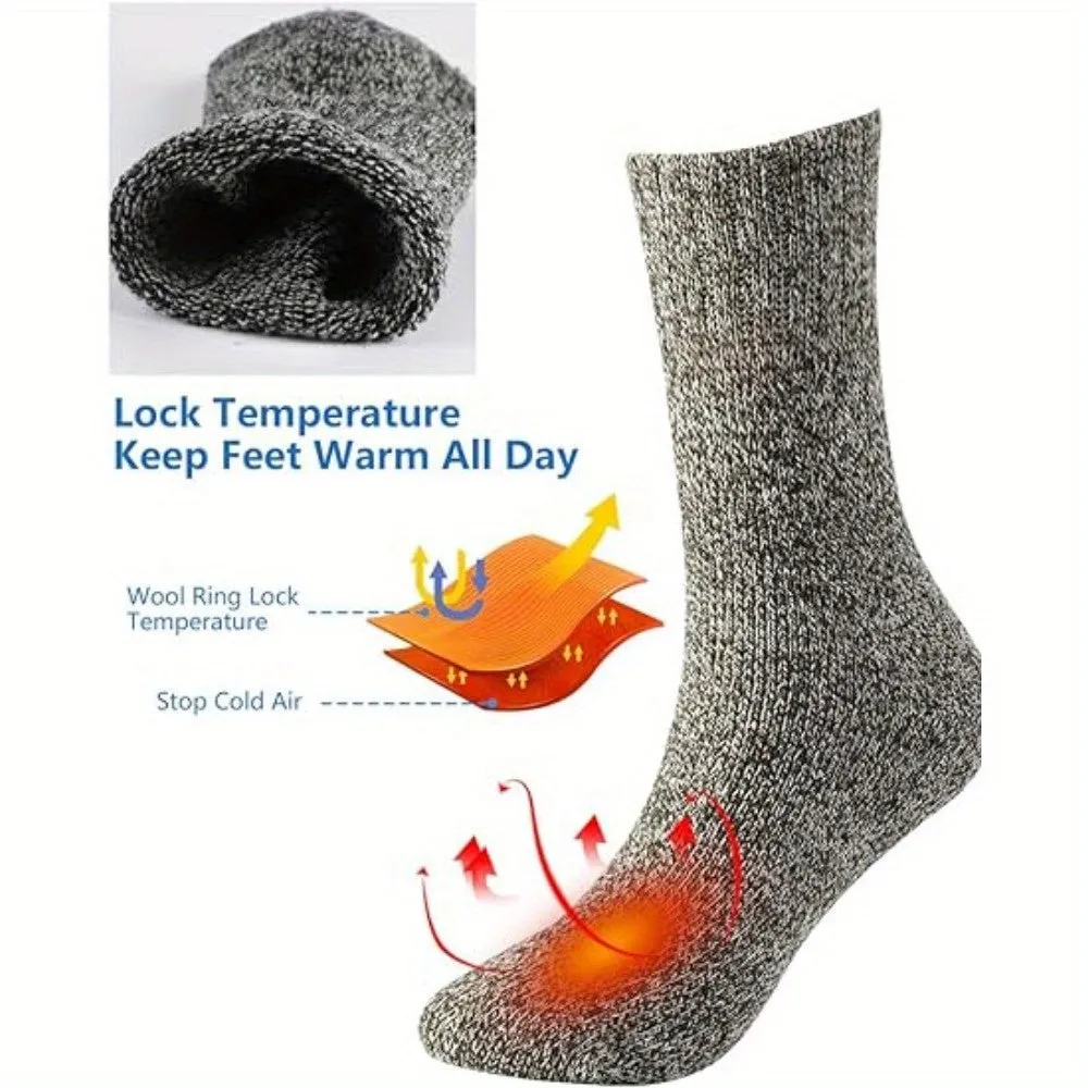 5 Pairs Wool Socks For Women Men, Winter Thermal Thick Socks Warm Crew Socks