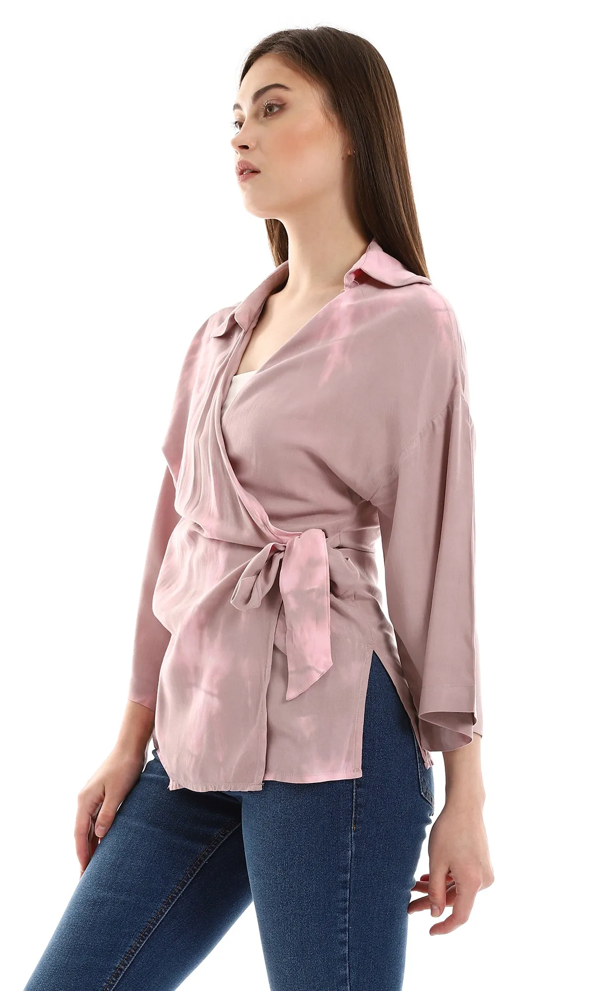 97480 Purple & Rose Tie Dye Wrapping Blouse