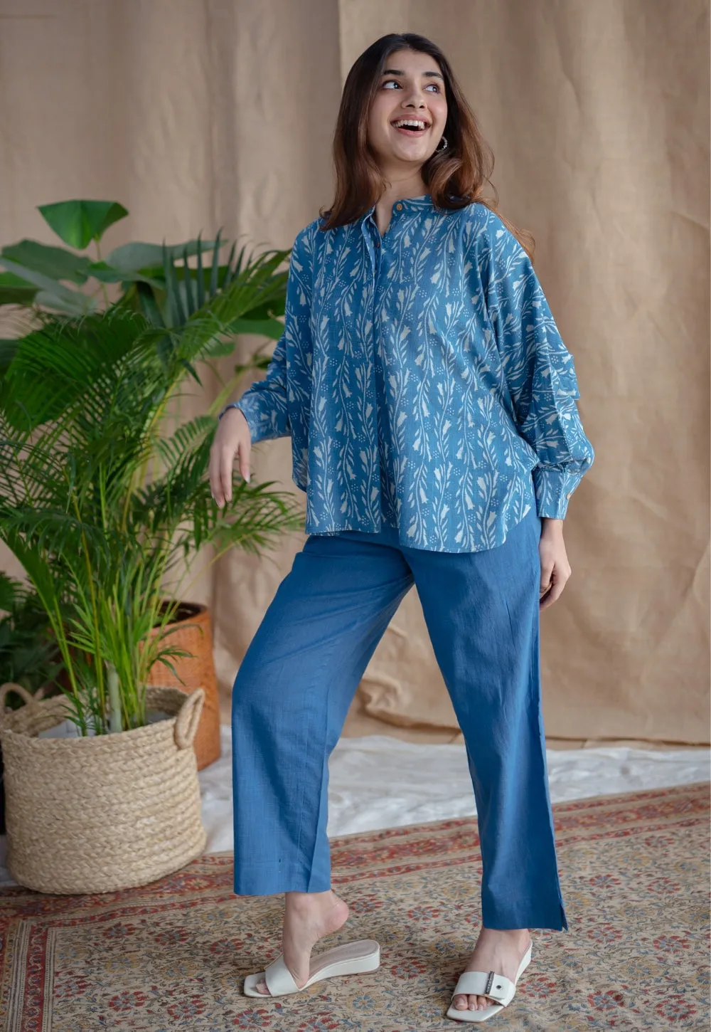 Aara Slub Cotton Straight Pant