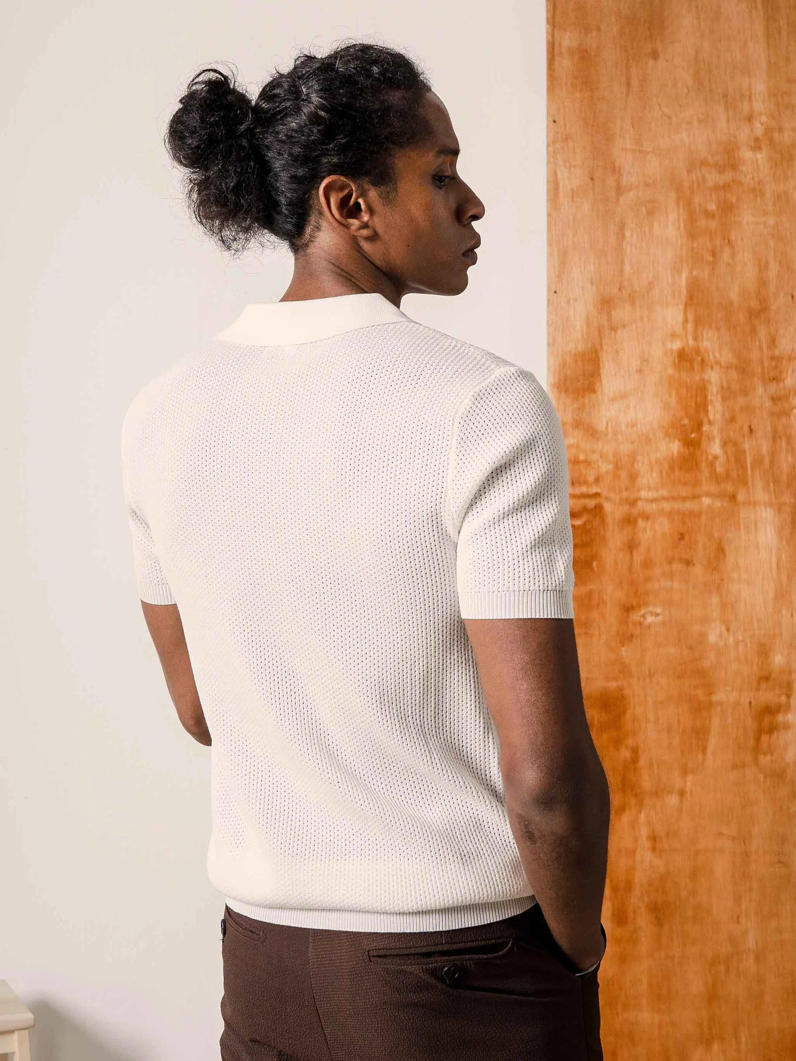 Antony Knit Polo Tee - Off White