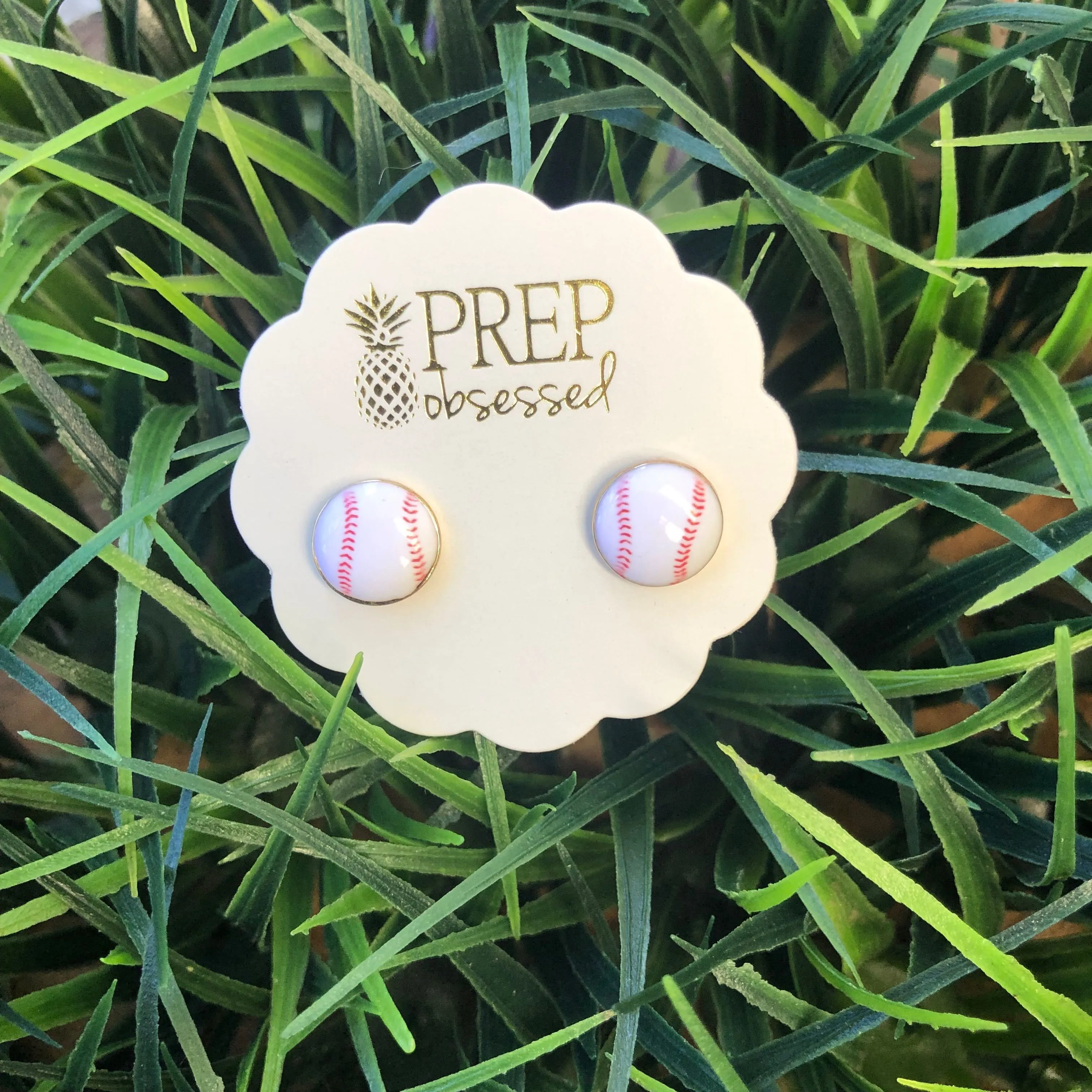 Baseball Signature Enamel Studs by Prep Obsessed