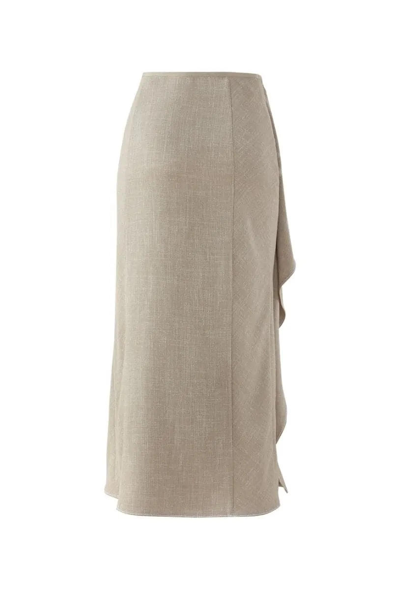 BEIGE MIDI SKIRT