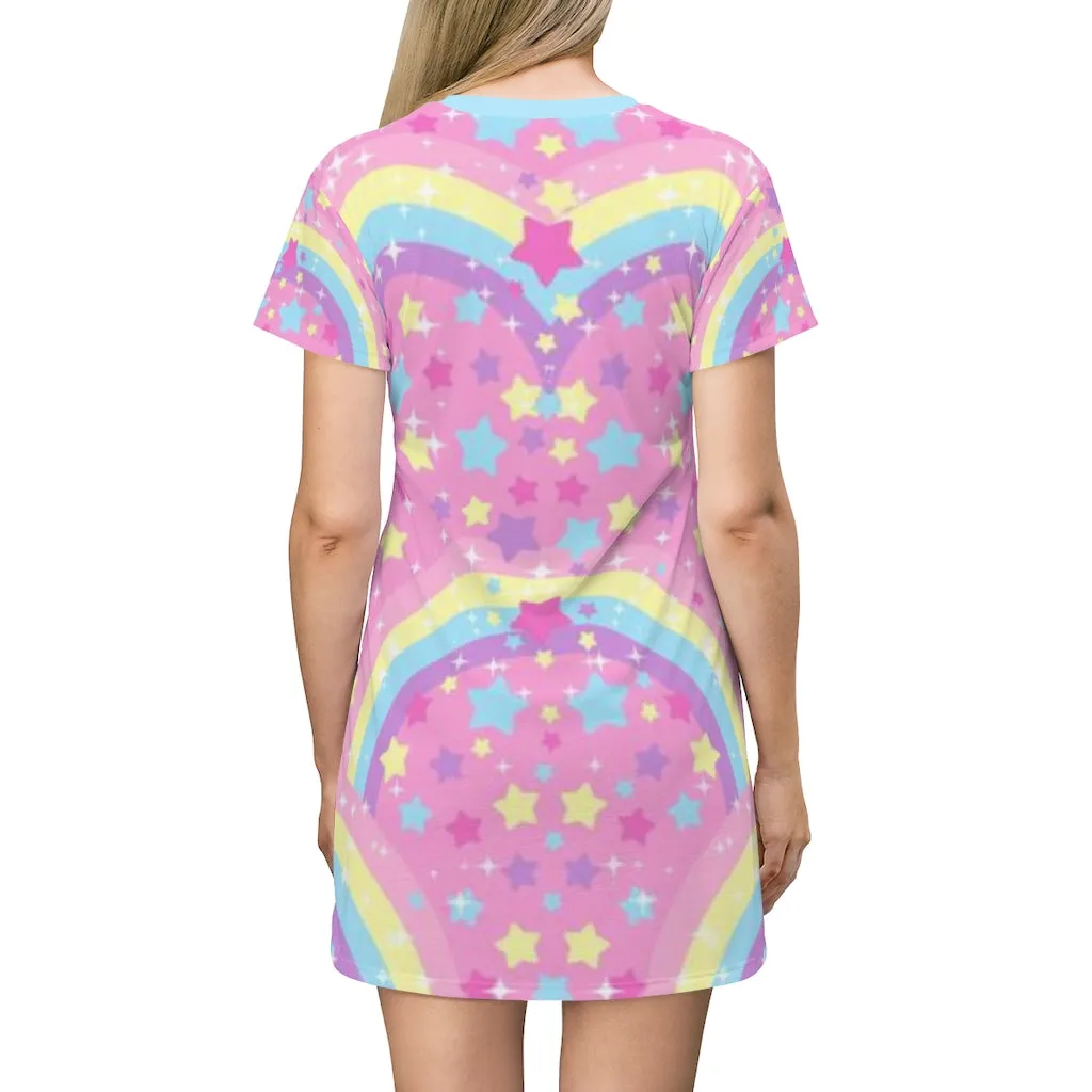 Bubbles Rainbow Land All Over Print T-Shirt Mini Dress