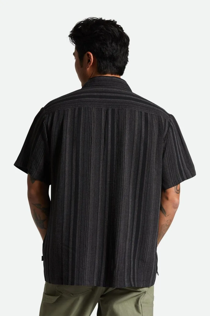 Bunker Seersucker S/S Camp Collar Woven Shirt - Black/Charcoal