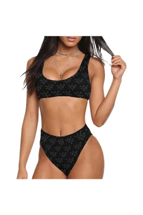 Caffeine Molecule Sport Top & High-Waist Bikini Swimsuit