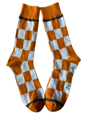 Checkerboard in Orange and White Men's Socks