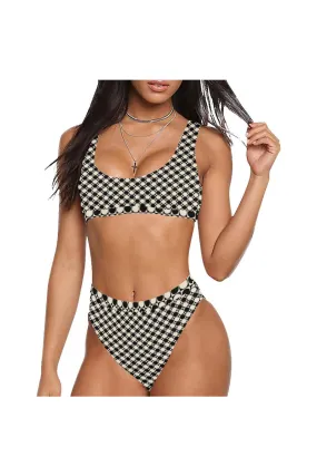 Circle in Square Sport Top & High-Waist Bikini Swimsuit