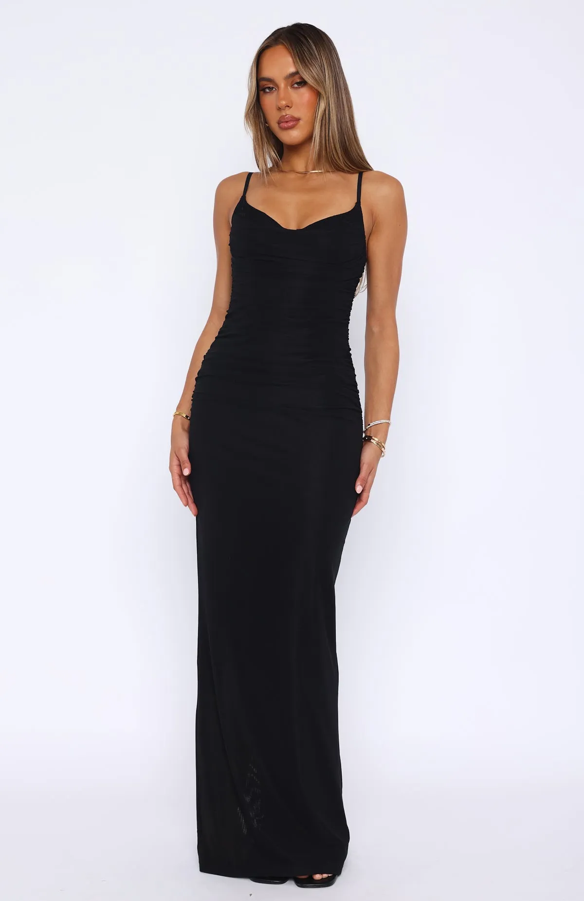 Elegant Black City Lights Glow Maxi Dress with Stylish Modifiers