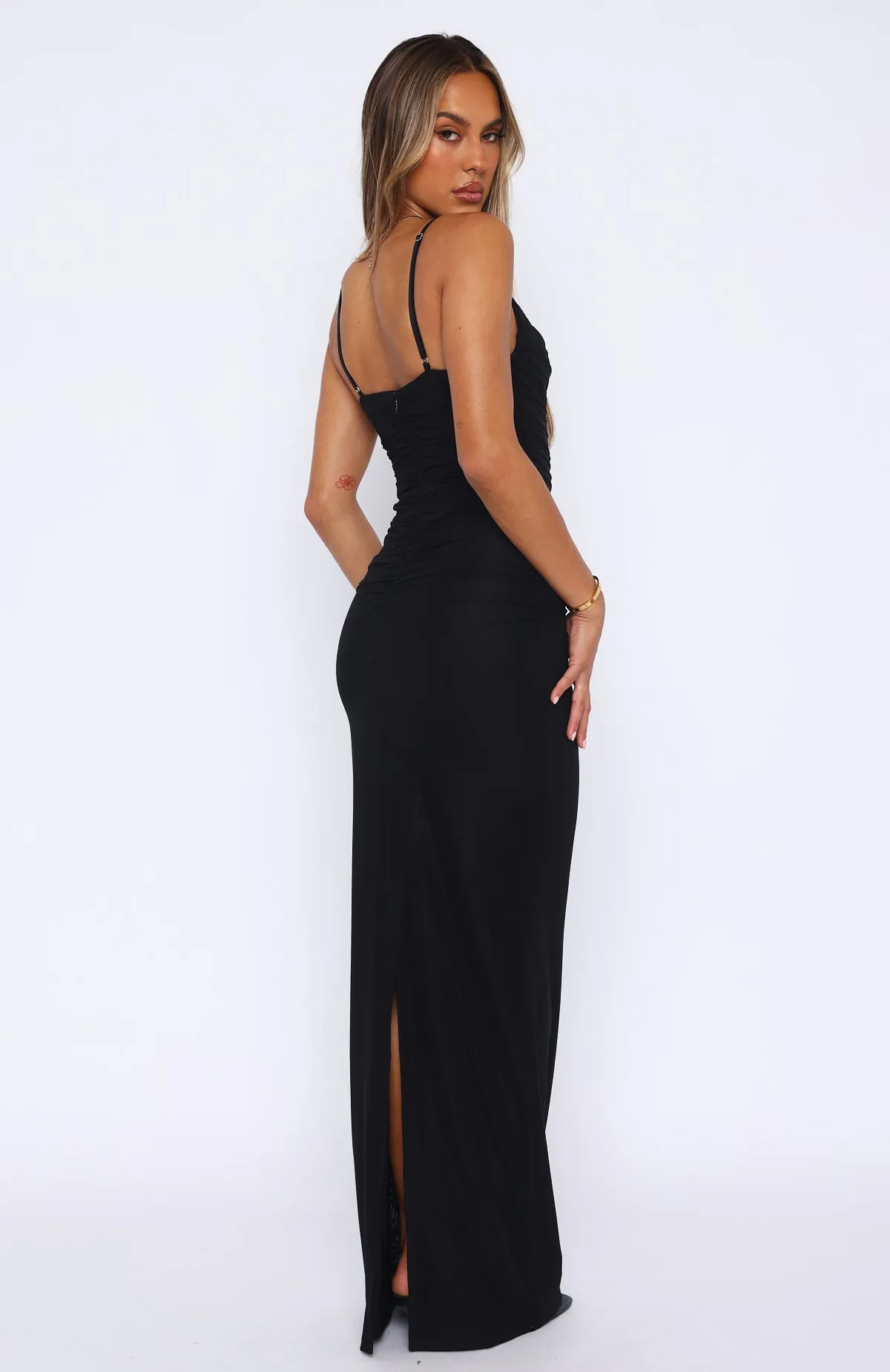 Elegant Black City Lights Glow Maxi Dress with Stylish Modifiers