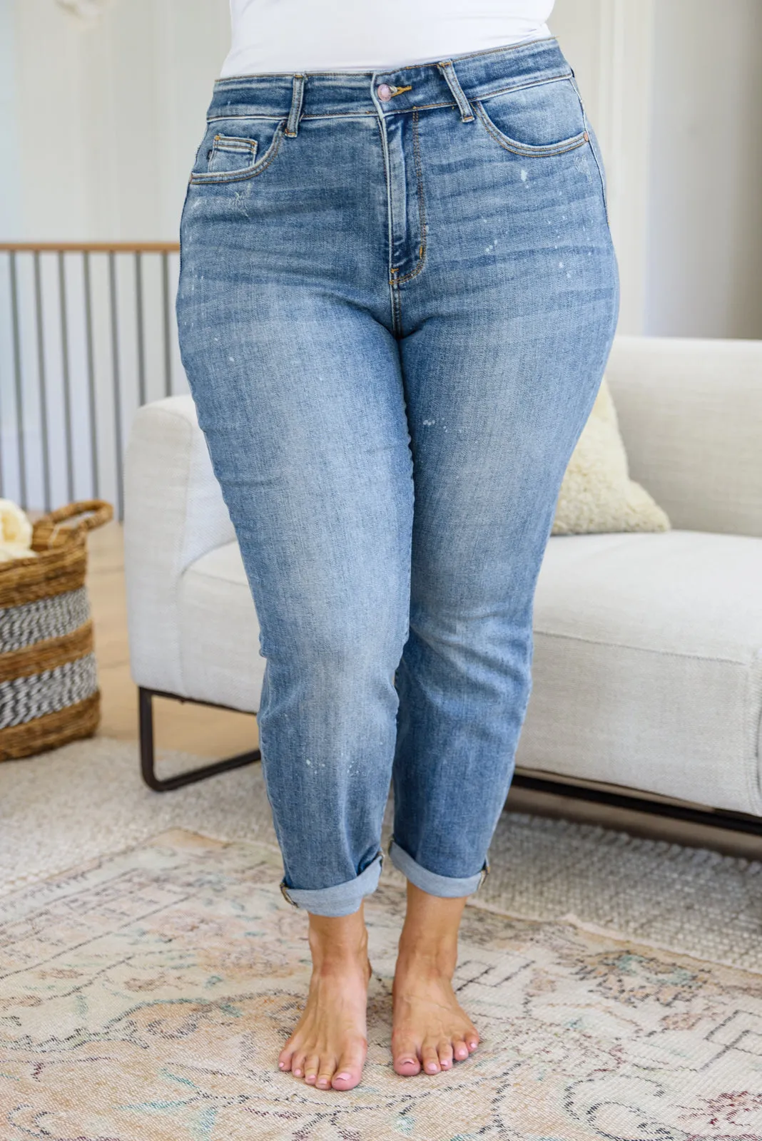 Corey Hi Rise Bleach Splash Boyfriend Jeans-- Use the code SPRINGJB for 20% off!