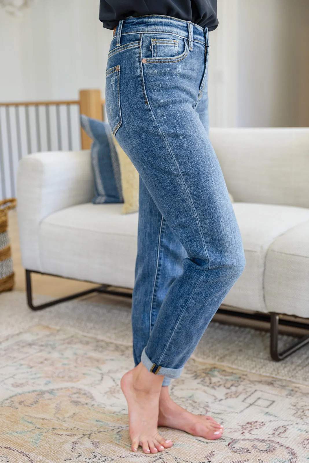 Corey Hi Rise Bleach Splash Boyfriend Jeans-- Use the code SPRINGJB for 20% off!