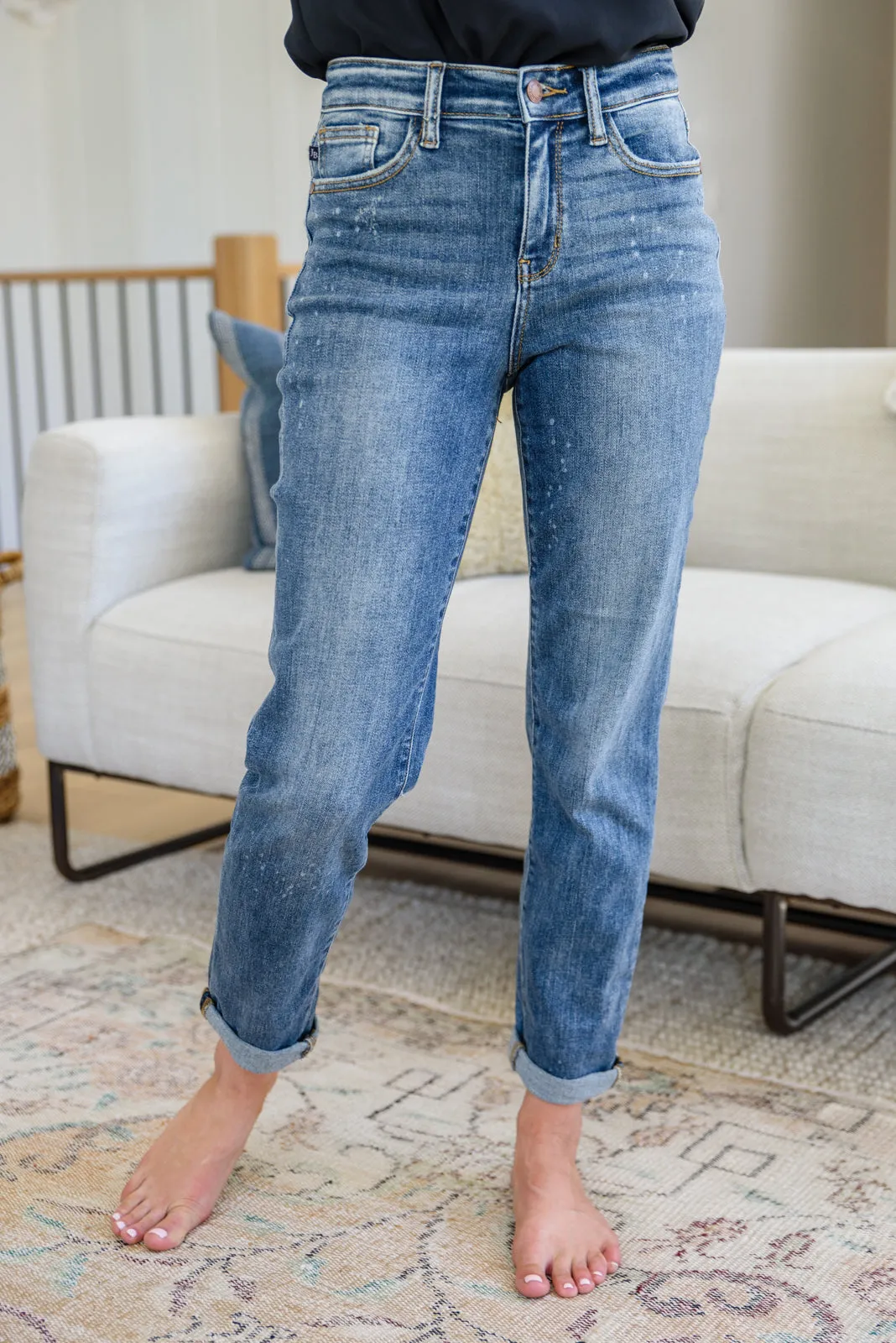 Corey Hi Rise Bleach Splash Boyfriend Jeans-- Use the code SPRINGJB for 20% off!