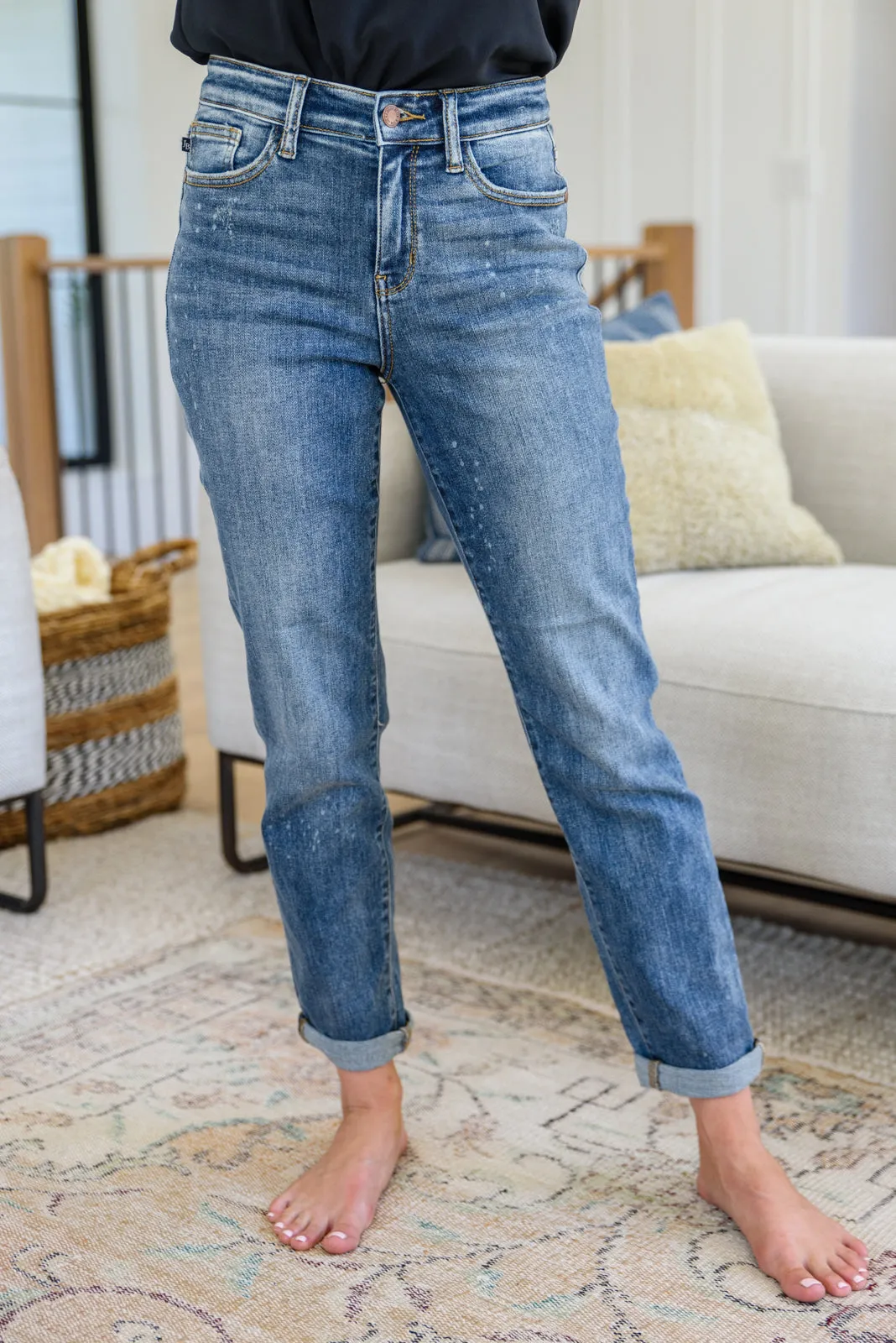 Corey Hi Rise Bleach Splash Boyfriend Jeans-- Use the code SPRINGJB for 20% off!