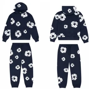 Denim Tears The Cotton Wreath Sweatsuit Navy (Full Set)