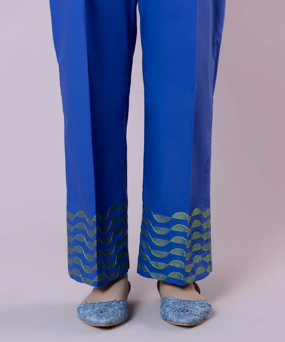 Embroidered Cambric Straight Pants