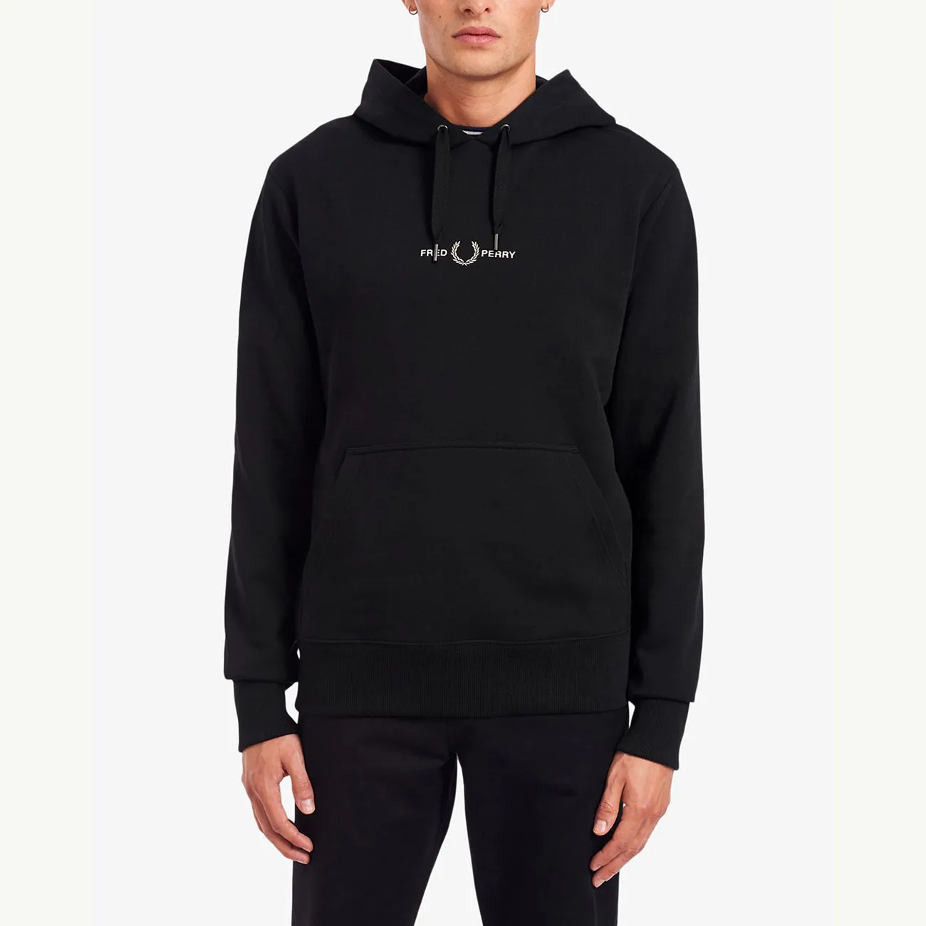 Embroidered Hooded Sweatshirt - Black