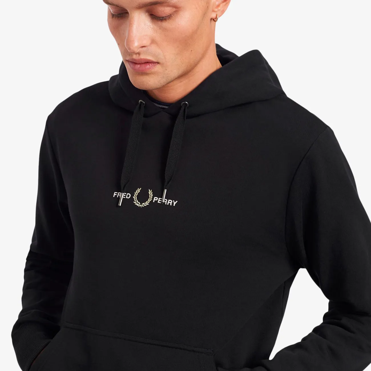 Embroidered Hooded Sweatshirt - Black