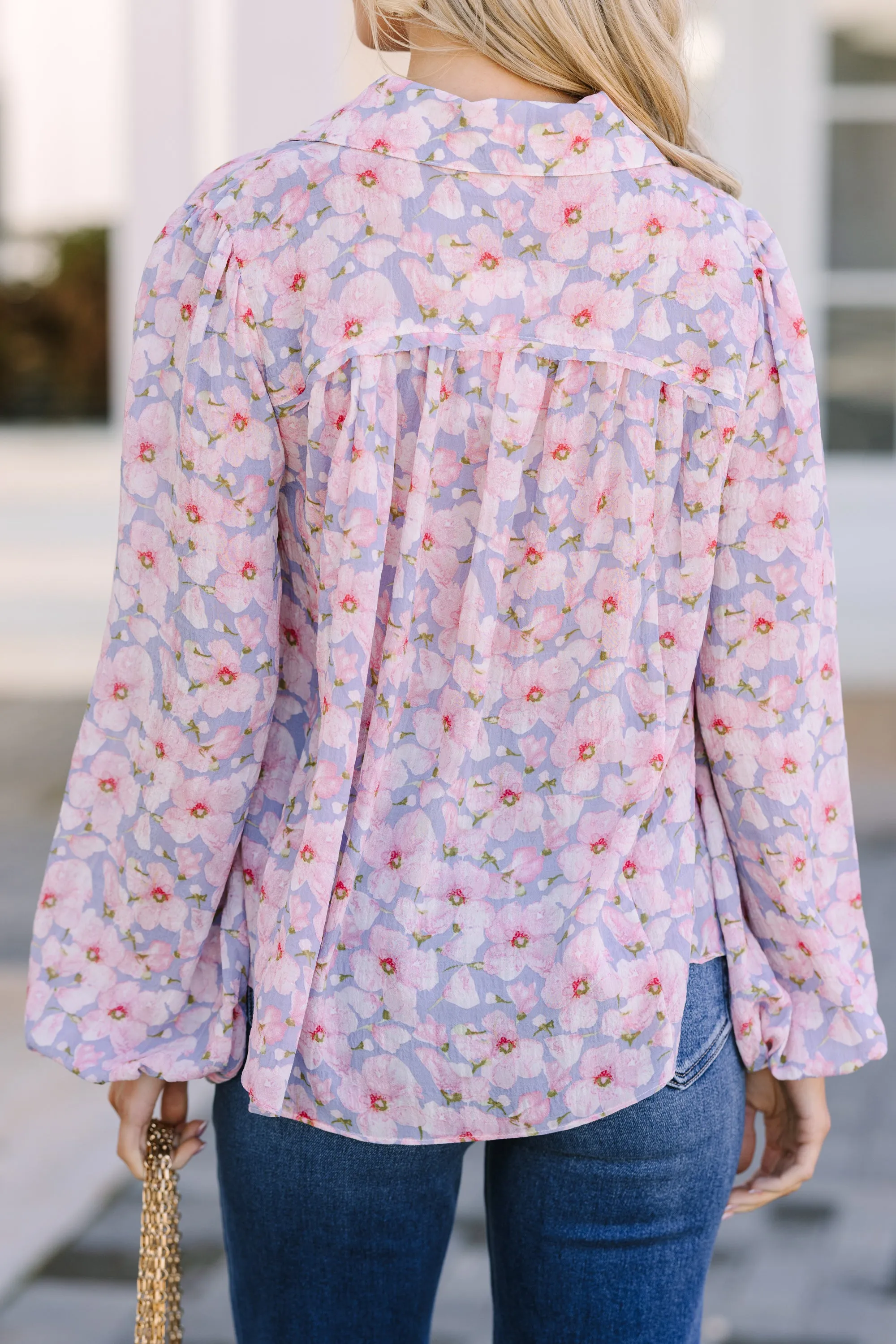 Fate: All In A Day Light Blue Floral Blouse