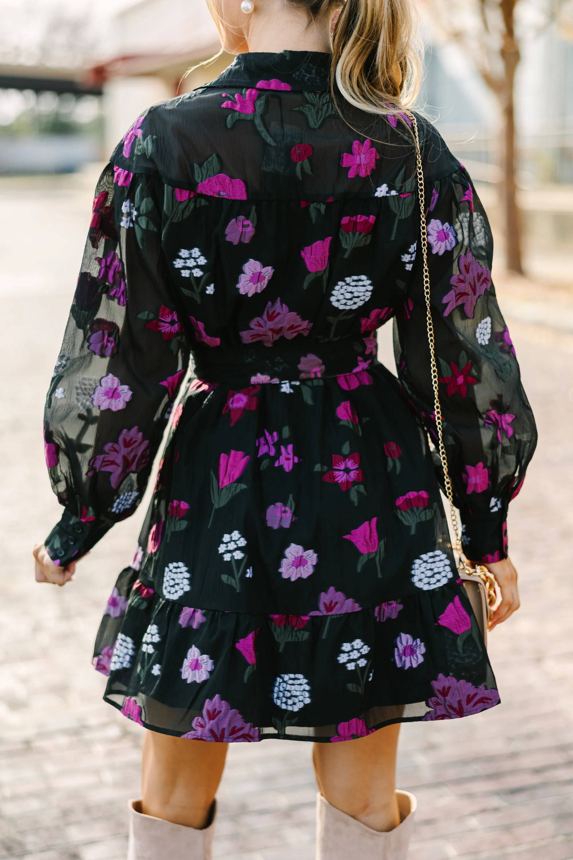 Fate: It's Your World Black Floral Dress