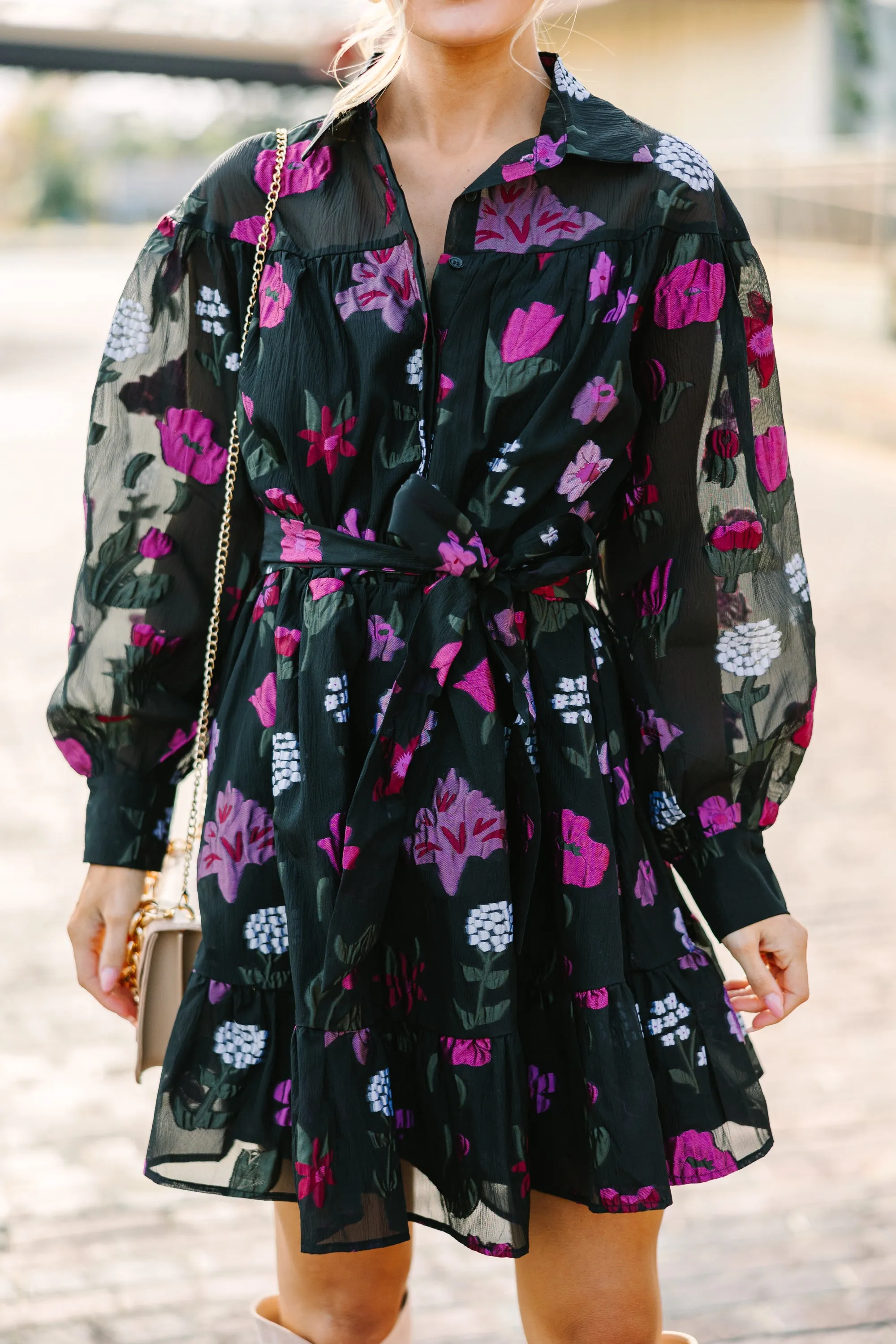 Fate: It's Your World Black Floral Dress