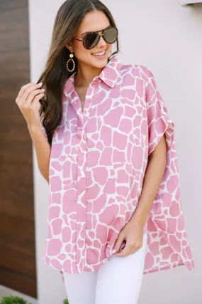 Feeling Your Best Mauve Pink Giraffe Print Blouse