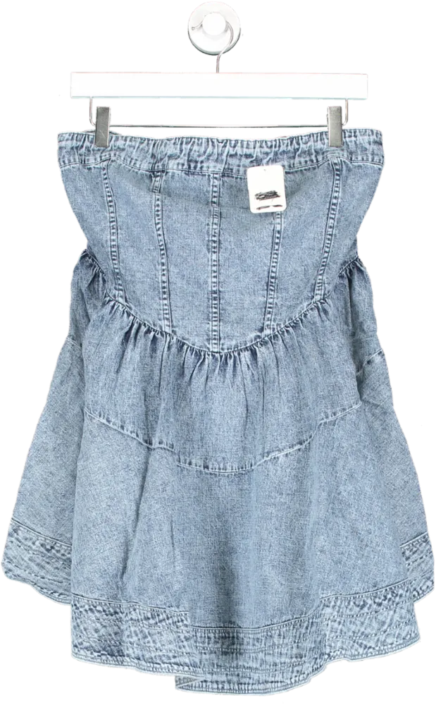 Free People Blue Candace Corset Denim Mini Dress UK M