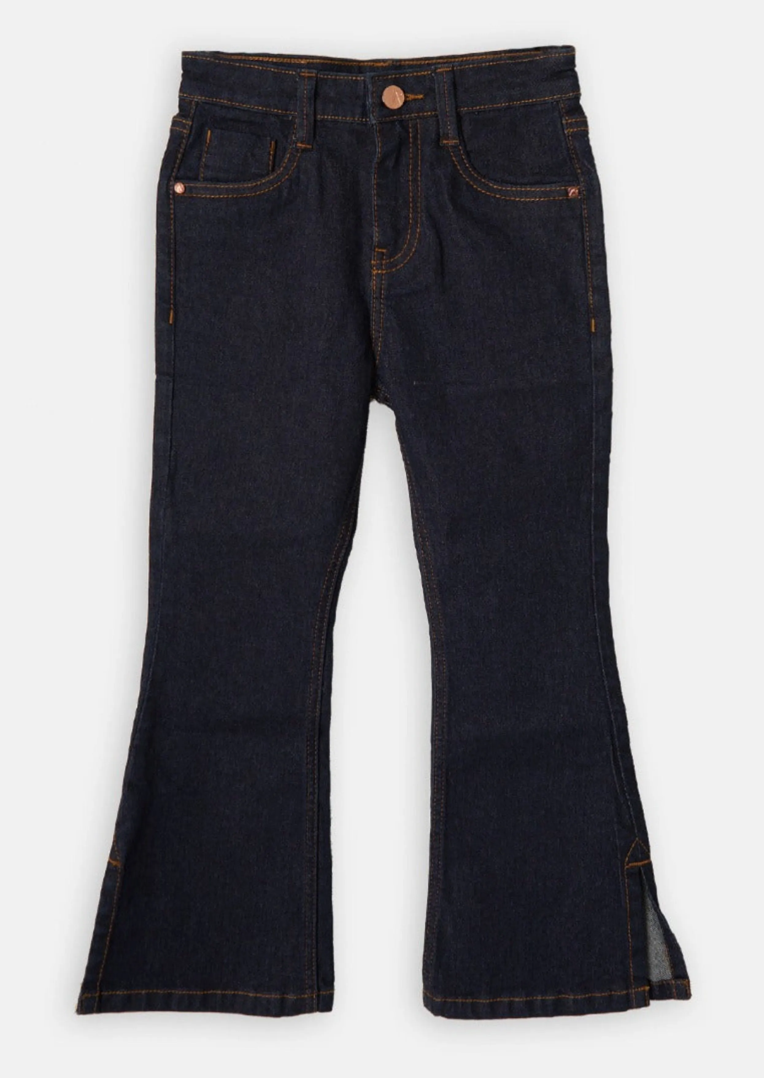 Girls Navy Denim Flare Jeans