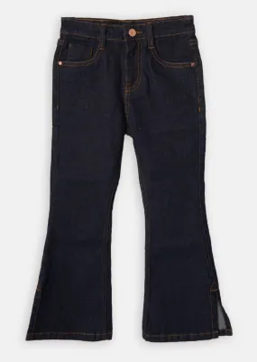 Girls Navy Denim Flare Jeans