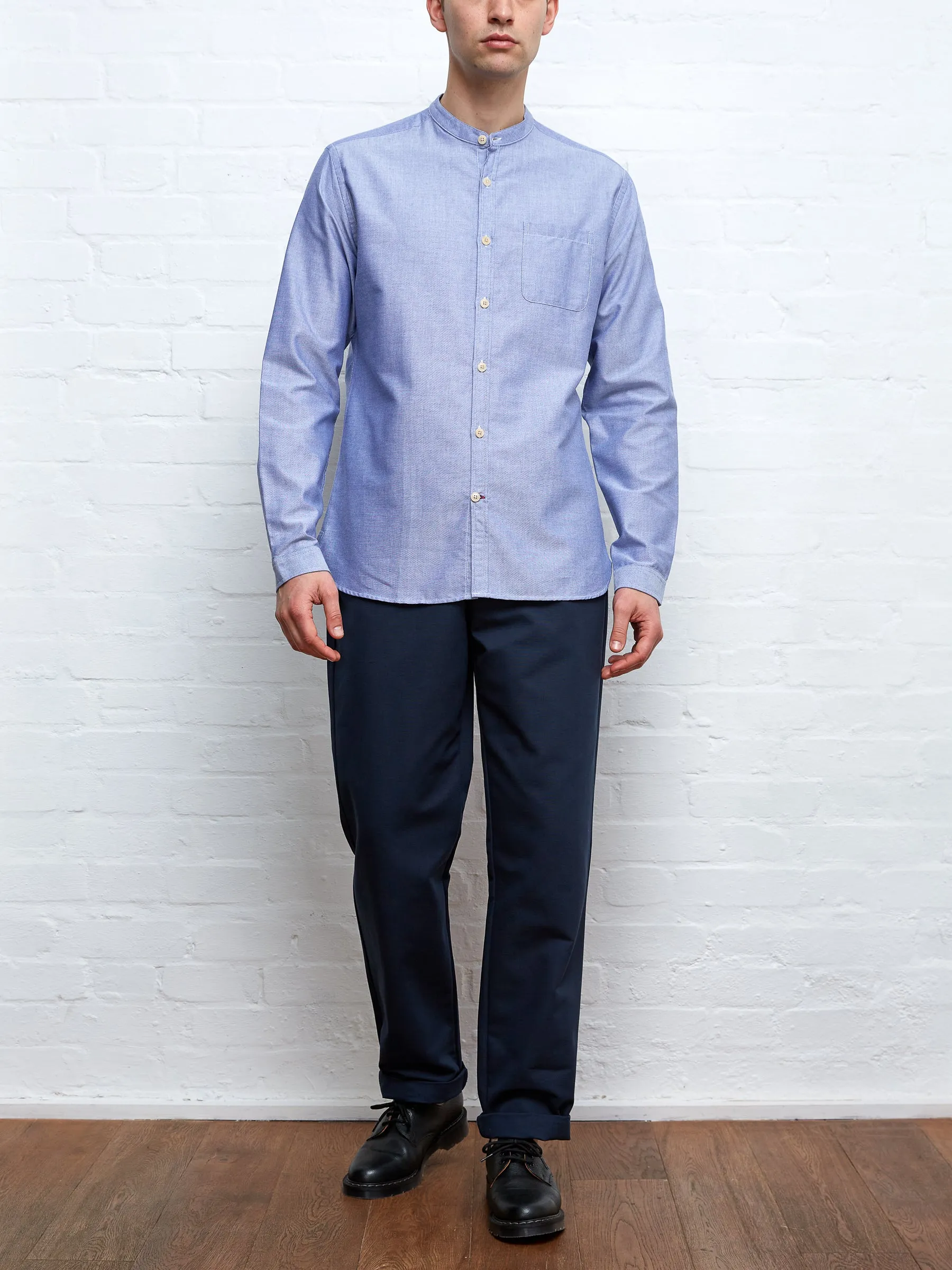 Grandad Shirt Brecon Blue