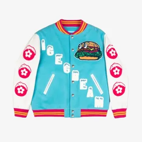 ICECREAM x VANDY BURGER Premium Varsity Jacket in Blue/White