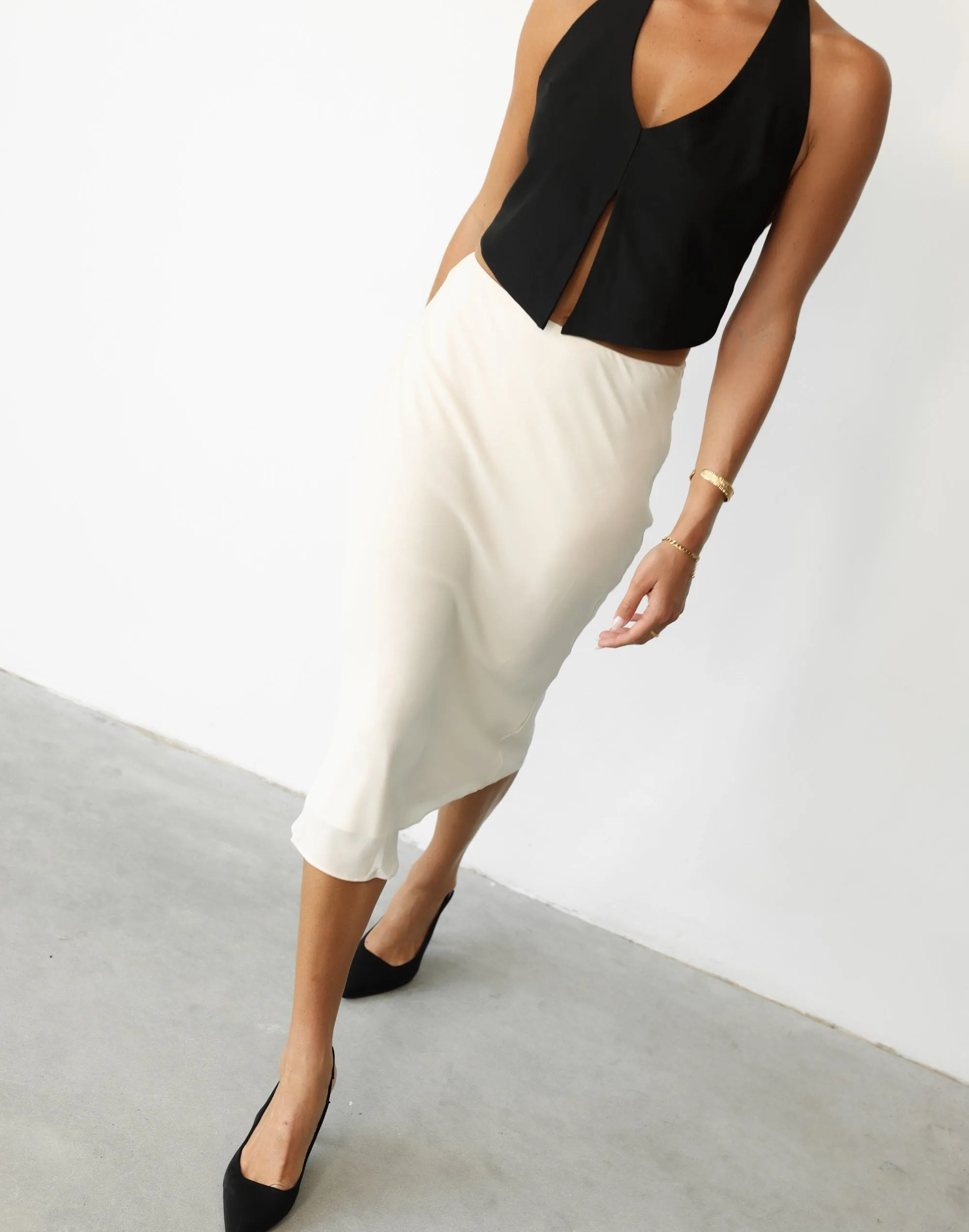 Isla Midi Skirt (Oat)