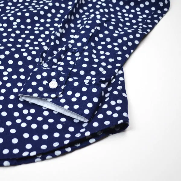 Libertine-Libertine - Hunter Shirt Sunset - Dark Navy with White Dots