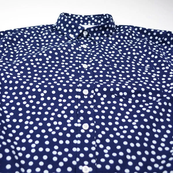 Libertine-Libertine - Hunter Shirt Sunset - Dark Navy with White Dots