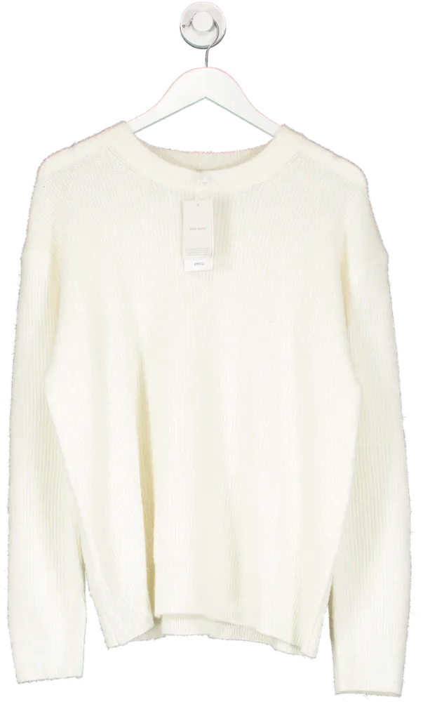 MANGO Cream Straight Round-neck Sweater UK S