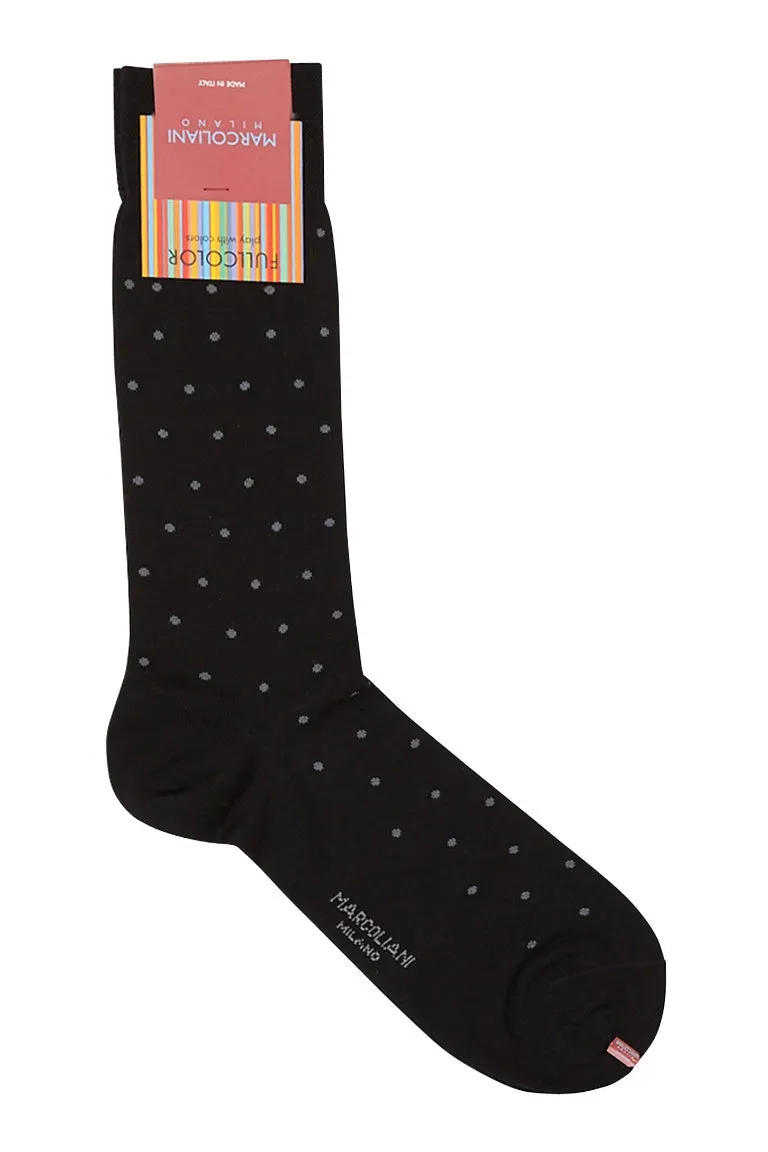 Marcoliani Black Polka Dot Pima Cotton Socks