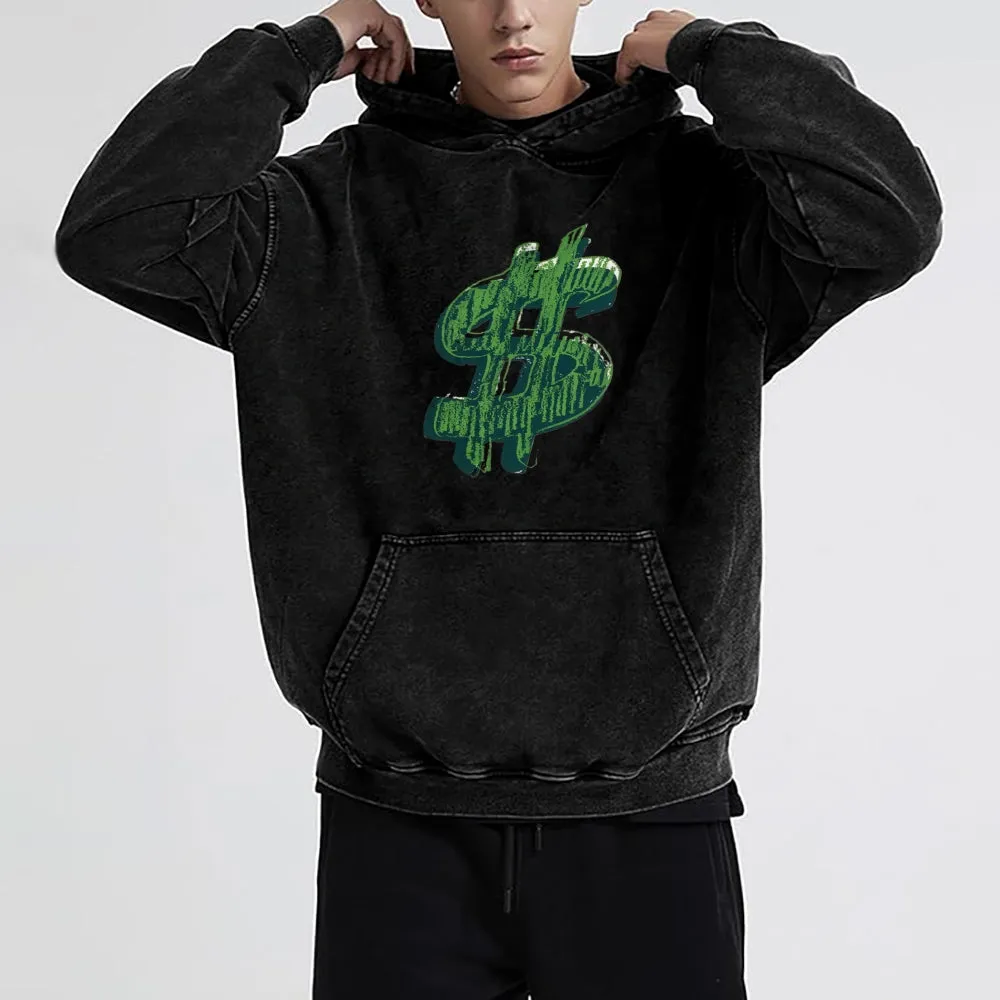 Mens Vintage Dollar Sign Hoodies