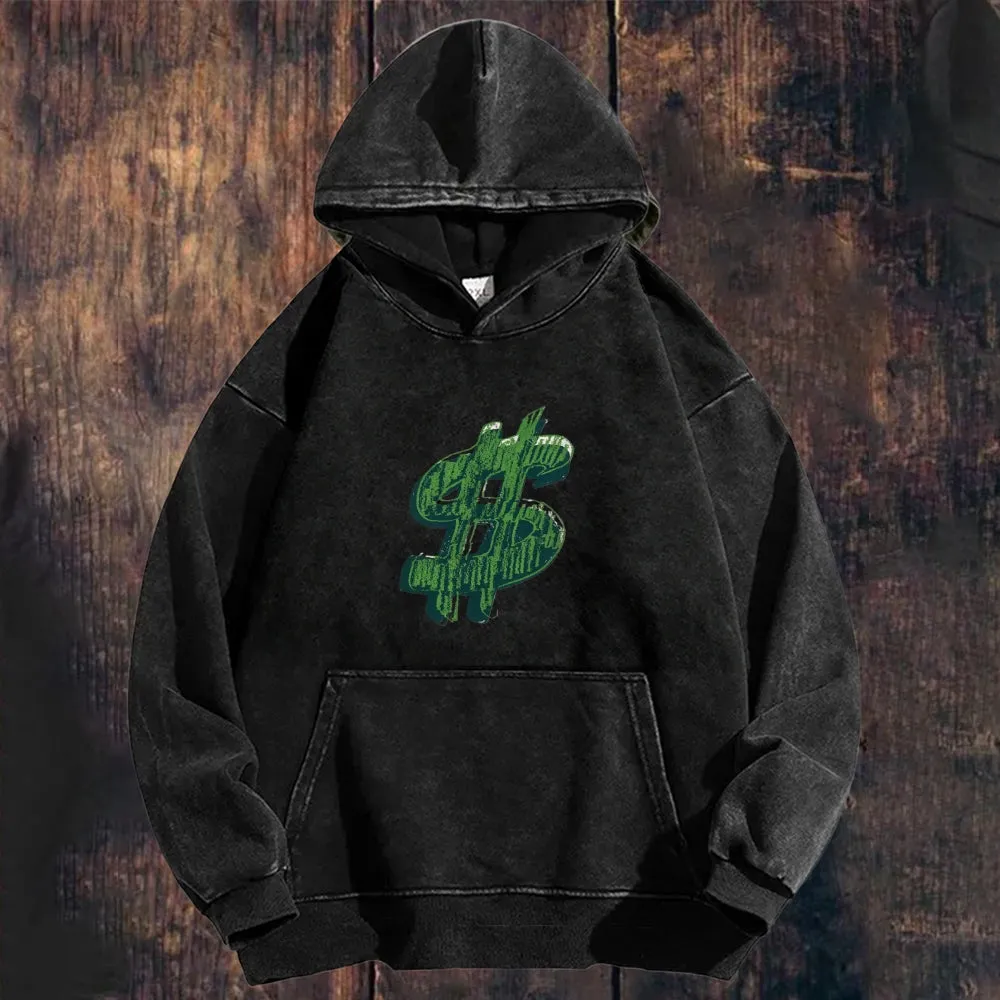 Mens Vintage Dollar Sign Hoodies