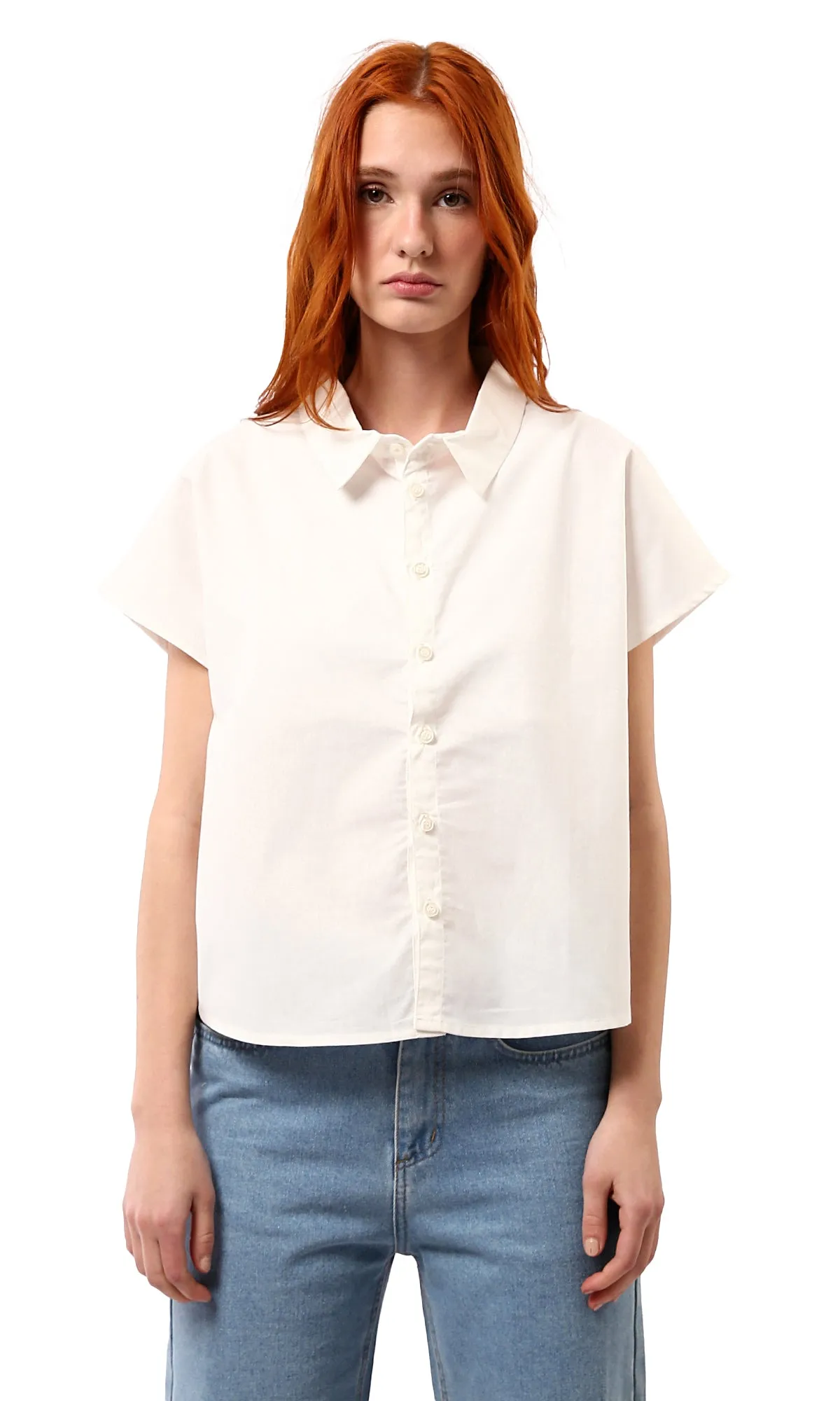 O179200 Short Sleeves Pastel Beige Solid Short Shirt