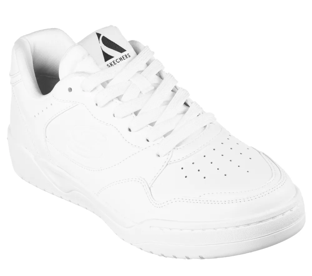 Pantofi sport, barbati, SKECHERS KOOPA VOLLEY LOW VARSITY 183240-WHT alb, piele naturala