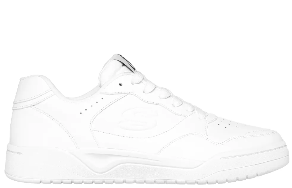 Pantofi sport, barbati, SKECHERS KOOPA VOLLEY LOW VARSITY 183240-WHT alb, piele naturala