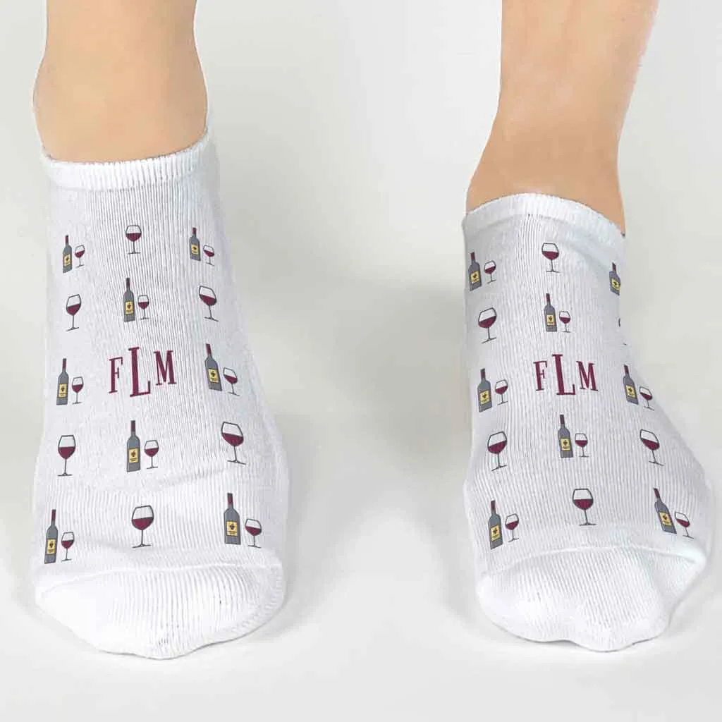 Personalized Sock Gift Box with Monogram Wine Design