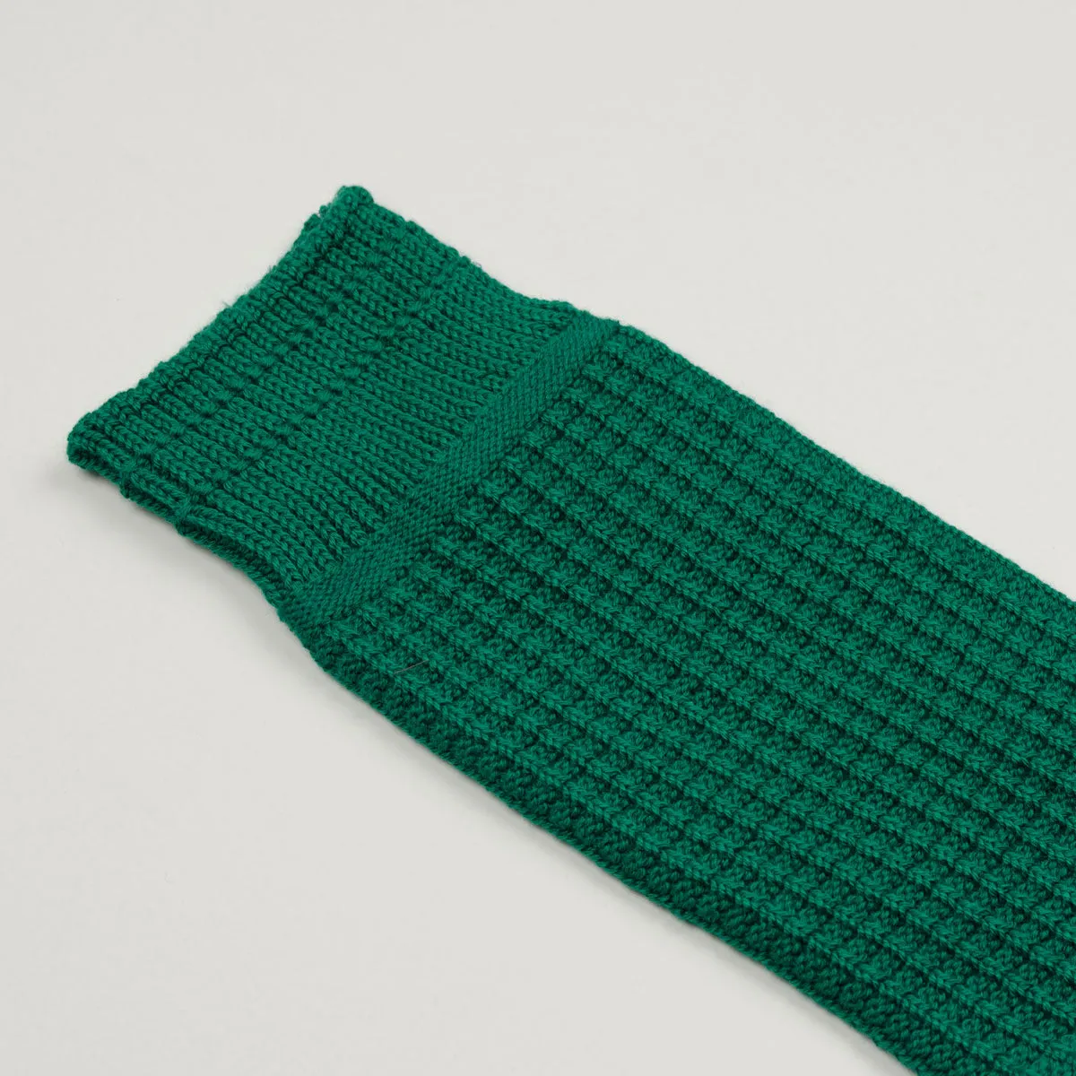 RoToTo - Cotton Waffle Crew Socks - Sea Green