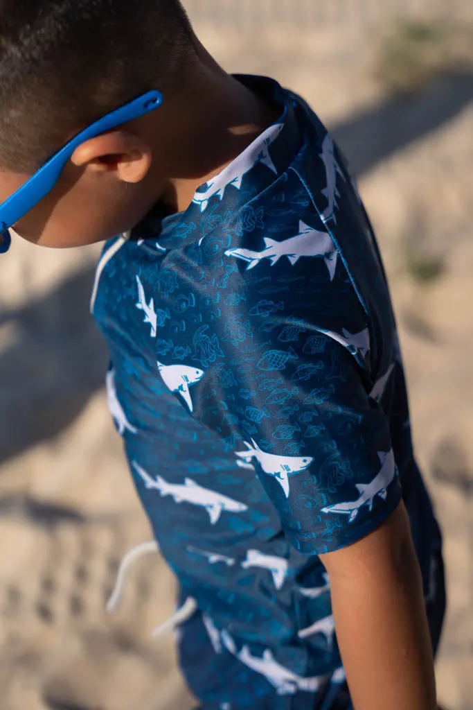 Short-Sleeve Rash Guard - Sharks