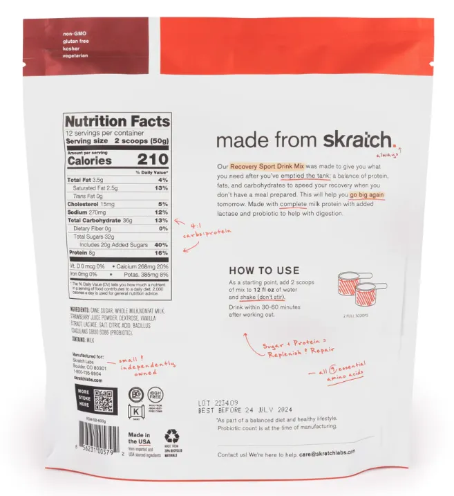 Skratch Sport Recovery Drink Mix Strawberries   Cream 600g