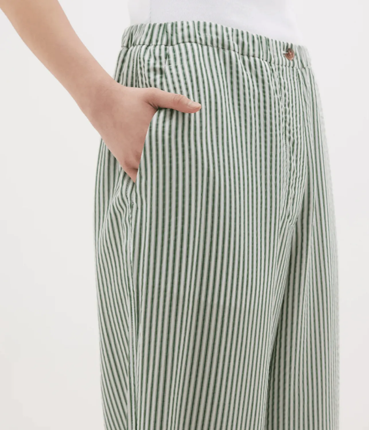 STRIPE SUMMER PANT -  GREEN / WHITE